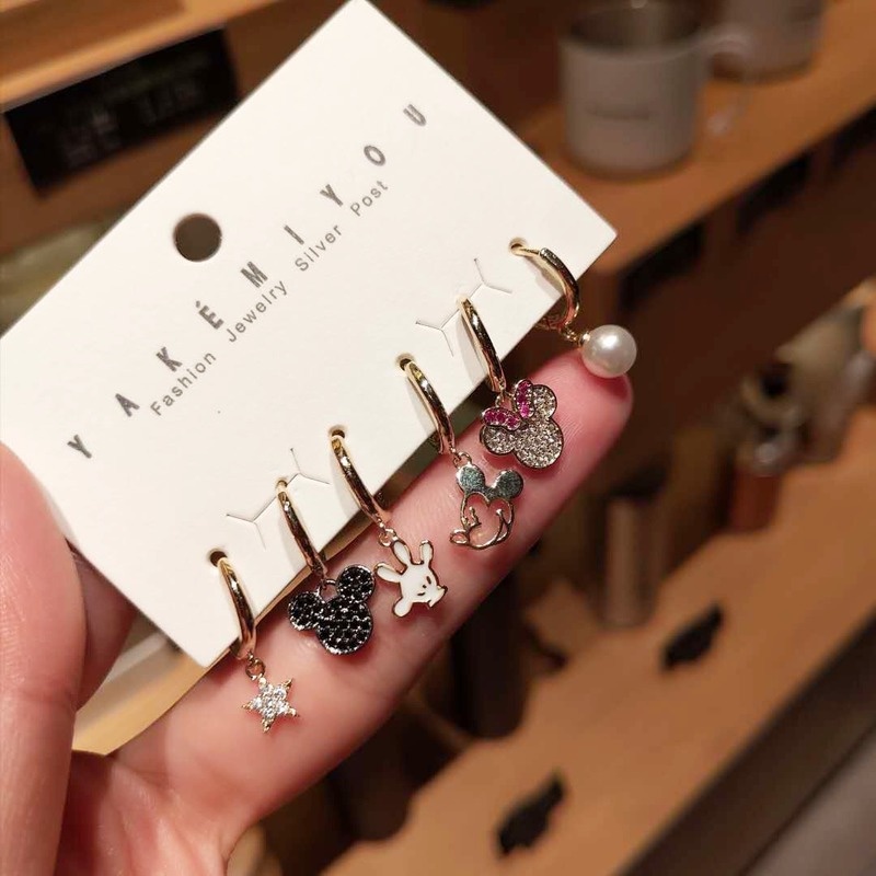 Bộ 6 Khuyên Tai Nữ Trang Tạo Hình Độc Đáo Dễ Thương