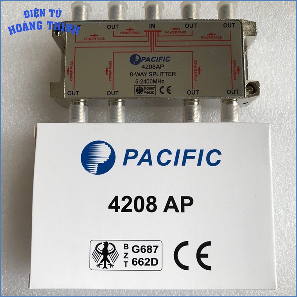 Bộ chia truyền hình cáp PACIFIC 1 ra 8, sử dụng cho tòa nhà cao ốc, khách sạn, nhà riêng, công ty, Chia 8 tín hiệu tivi