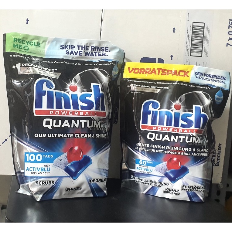Viên rửa bát Finish Quantum Ultimate 100, 60 viên hàng chính hãng dùng cho máy rửa bát, viên finish quantum ultimate 60V