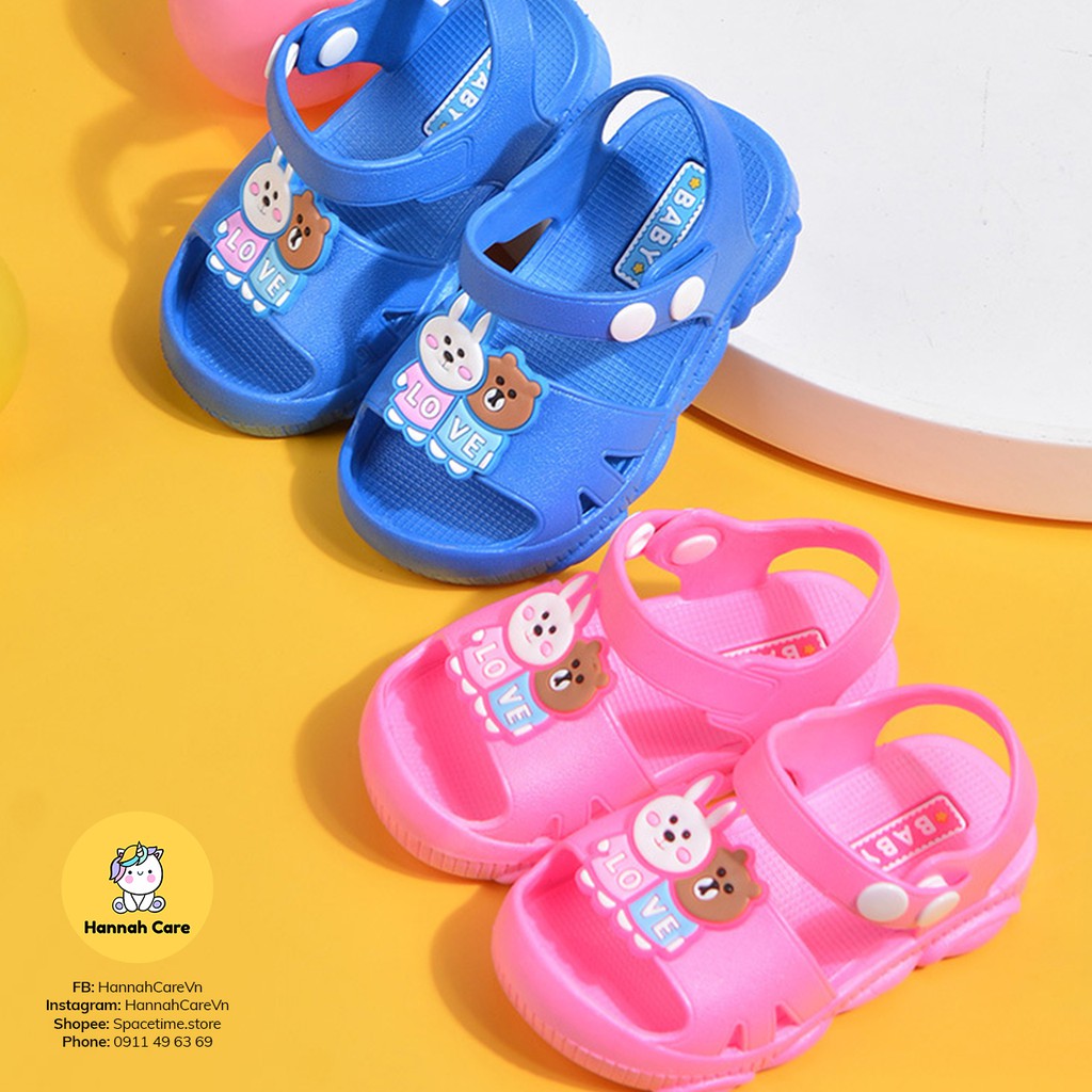 [ Ảnh thật ] Sandal nhựa dẻo gấu thỏ cho bé