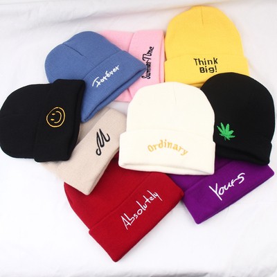 Mũ Beanie Dệt Kim Thêu Họa Tiết Phong Cách Hip Hop Thời Trang Thu Đông Cho Nam Và Nữ