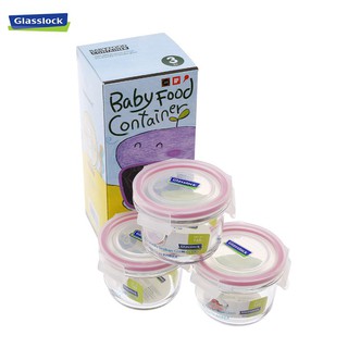 Bộ 3 hộp thủy tinh đựng đồ ăn dặm glasslock 165ml hàn quốc gl545