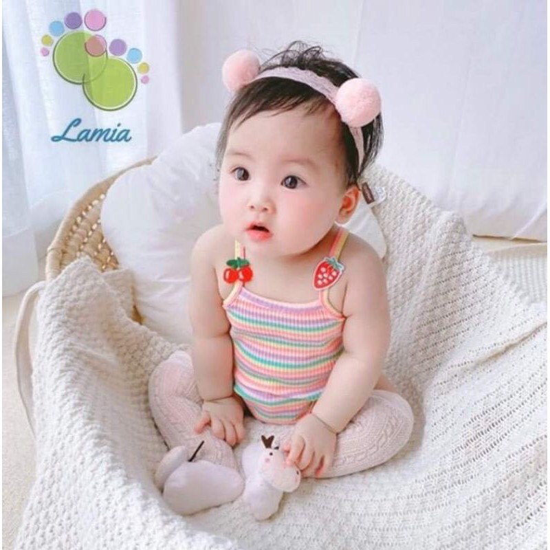 Bodysuit, Body 2 Dây Sọc Ngang Hoạ Tiết Cầu Vồng Mùa Hè Cho Bé Sơ Sinh - 18 tháng