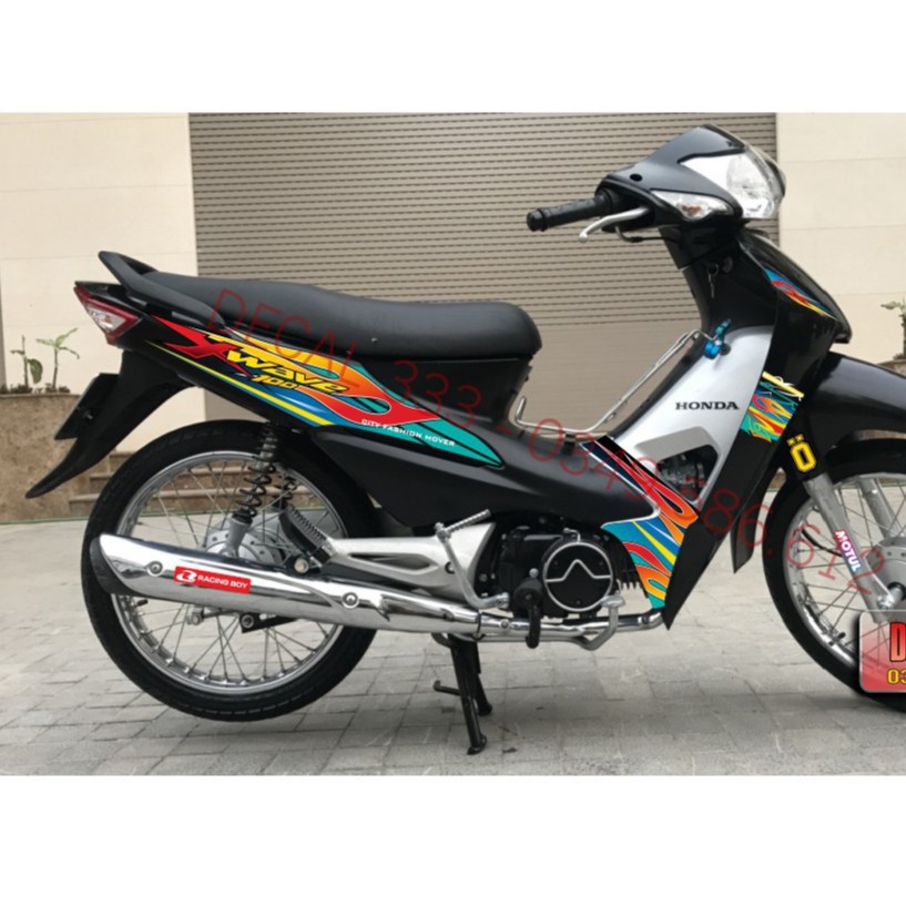 Tem Rời WAVE ALPHA 100 LỬA XANH LỤC ĐỎ VÀNG GP 612825 (Tem chế 3 lớp cao cấp)