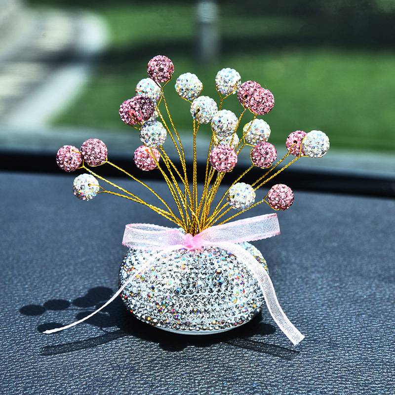 Lọ hoa ánh sao đính đá lấp lánh sang trọng dùng để trang trí trên taplo xe ô tô
