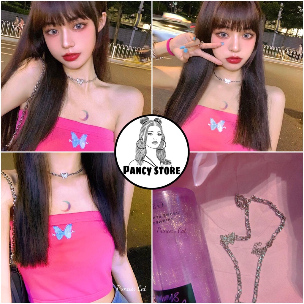 vòng cổ choker hình bướm đính kim