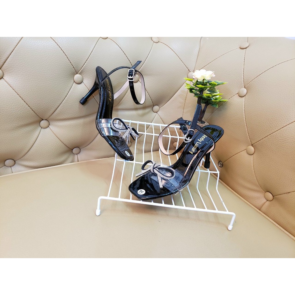 Dép sandal nữ thời trang quai ngang đính nơ đá cực đẹp