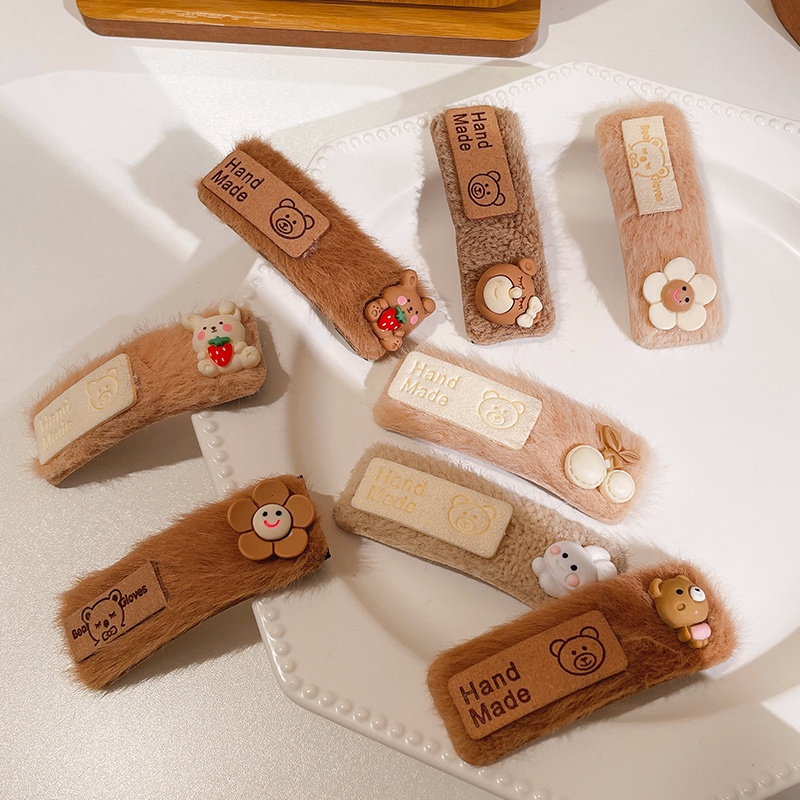 Kẹp tóc hình gấu dễ thương phong cách Hàn Quốc thời trang thu đông