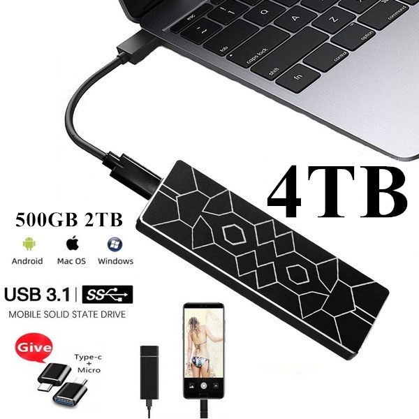 Ổ Cứng Di Động SSD 4TB 2TB 500GB USB3.1 Type-c