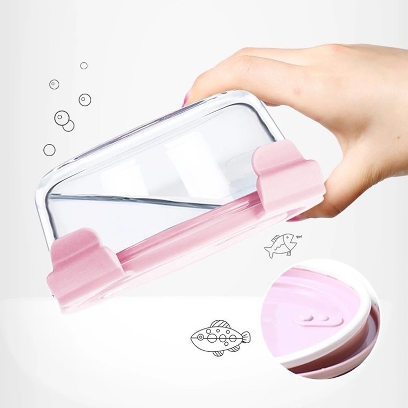 Hộp Thuỷ Tinh 650ml 2 Ngăn Chữ Nhật - Chịu Nhiệt, Nắp Chống Tràn - Hộp Đựng Cơm Văn Phòng Cao Cấp