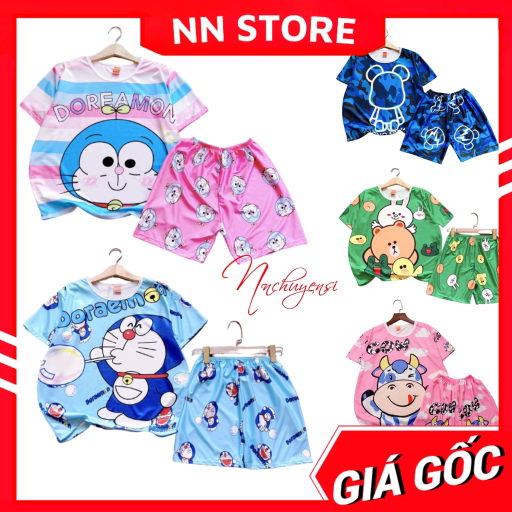 Đồ bộ bé trai bé gái dưới 13kg hoạt hình Mickey Doremon Kitty dễ thương chất thun mềm mịn mát DBRBD TỔNG HỢP SIZE 4