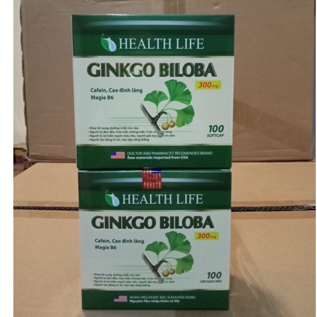 Hoạt huyết dưỡng não Ginkgo Biloba 300mg giảm đau đầu, hoa mắt, chóng mặt, rối loạn tiền đình - Hộp 100 viên