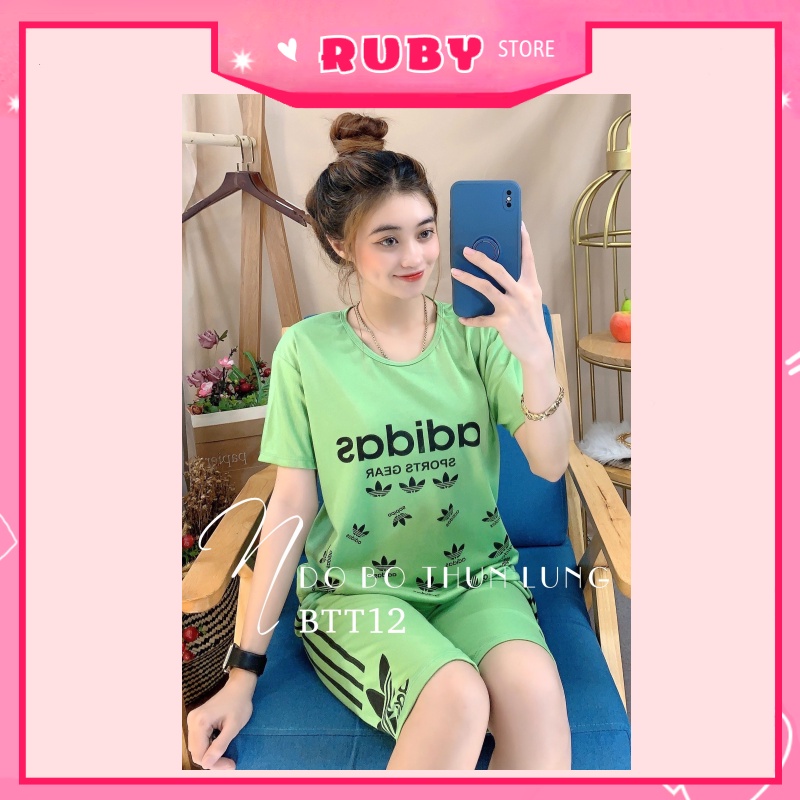 Đồ bộ nữ mặc nhà kiểu dáng thể thao Free Size Dưới 47KG chất thun mềm mịn ❤ Rubystorevn