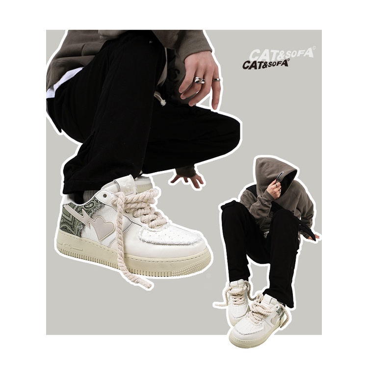 Giày Thể Thao Niche W4HV Sofa Và Cat Cashew Nut Flower Sờn Dày Dặn Hợp Thời Trang Cho Nam