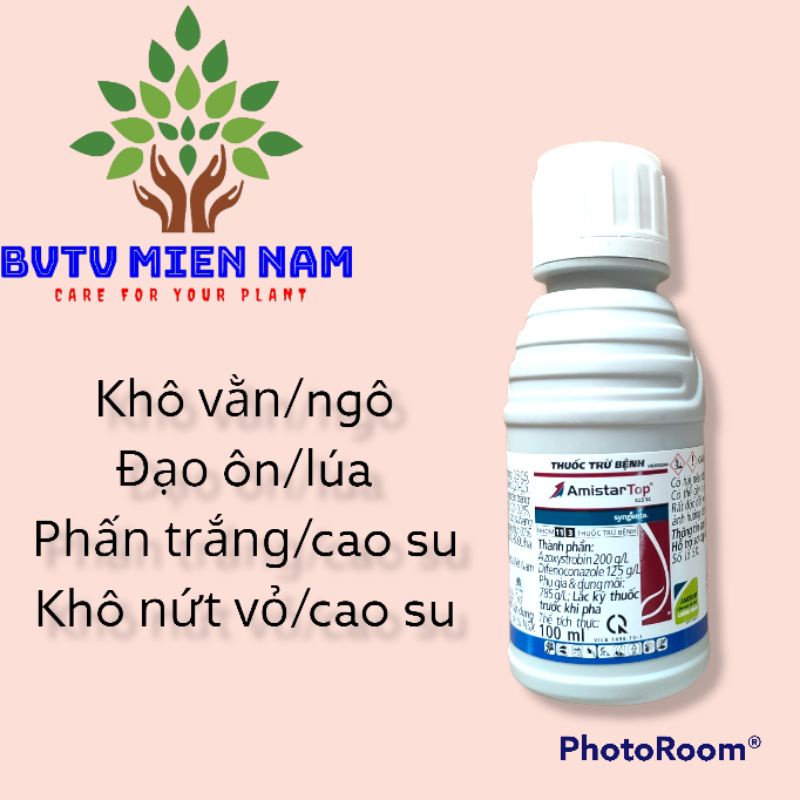 Amistar Top 325SC, chai 100ml, chính hãng Syngenta, khô vằn/ngô, phấn trắng/cao su, khô nứt vỏ/cao su, đốm lá lớn/ngô