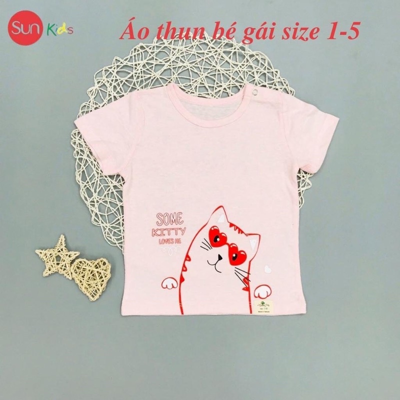 Áo thun cho bé gái, áo phông bé gái chất cotton mềm mát, size 1 - 5 tuổi - SUNKIDS1