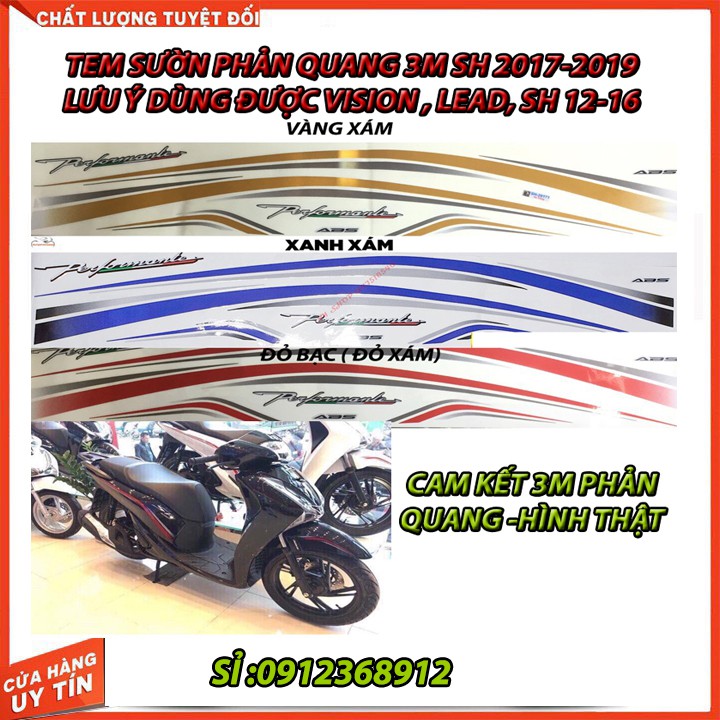 TEM CHỈ SƯỜN CHO XE SH 2017-2019 ( PHẢN QUANG 3M)