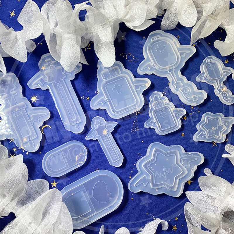 Khuôn Silicone Làm Móc Khóa Bằng Nhựa Epoxy Hình Ống Tiêm