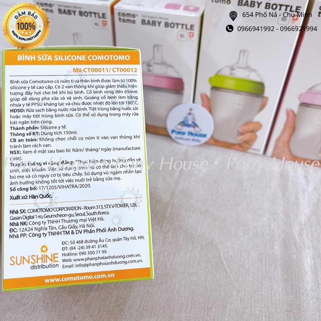 Bình Sữa Comotomo Silicon Cho Bé Siêu Mềm 150ml - 250ml - Xanh, hồng Chính Hãng