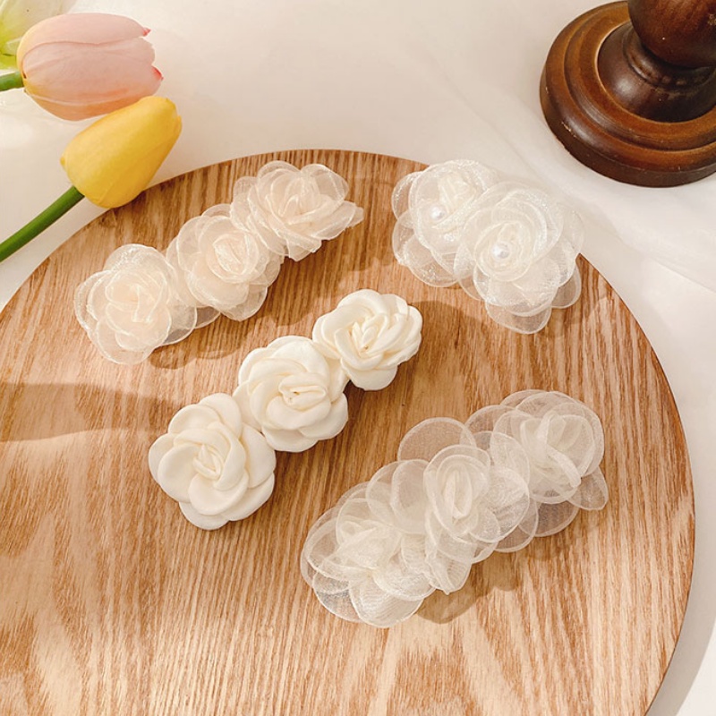 Kẹp tóc đính hoa bằng vải nhiều kiểu tùy chọn phong cách Hàn Quốc xinh xắn cho nữ