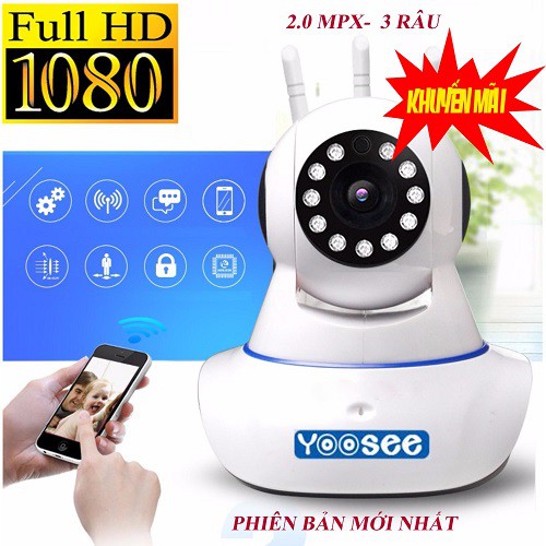 Camera IP YooSee 3 Anten FHD1080P   𝑺𝑰𝑬̂𝑼 𝑵𝑬́𝑻 - 2.0mpx  𝑳𝑶𝑨̣𝑰 1 ( kèm thẻ nhớ 32G)