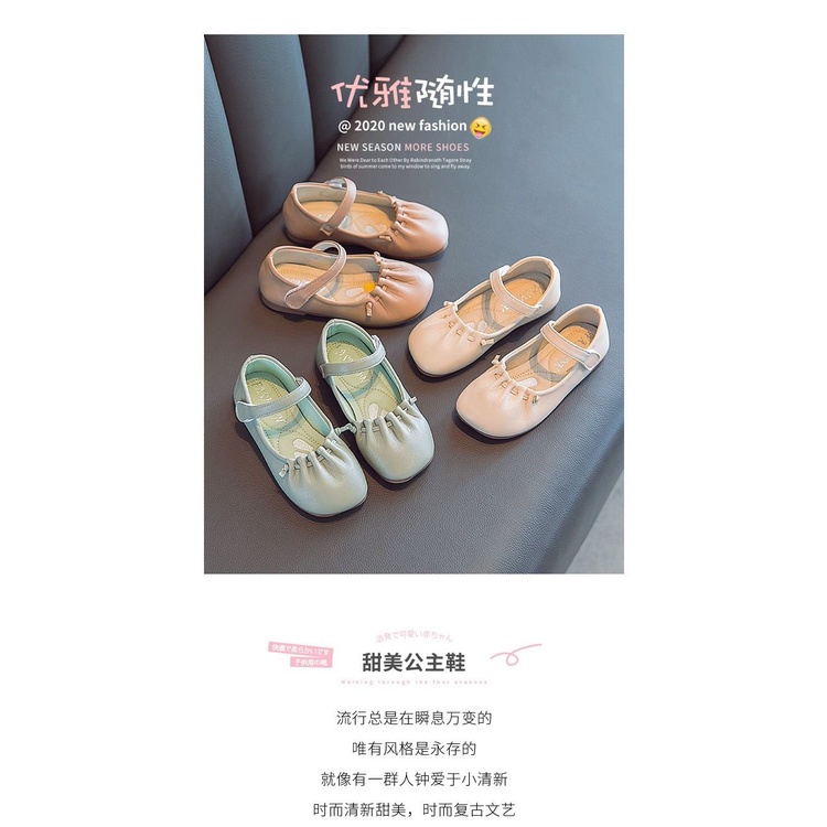 Giày Búp Bê Da Mũi Tròn Phong Cách Hàn Quốc Thời Trang Xuân Thu Dành Cho Bé Gái KKX Beixuan 2021