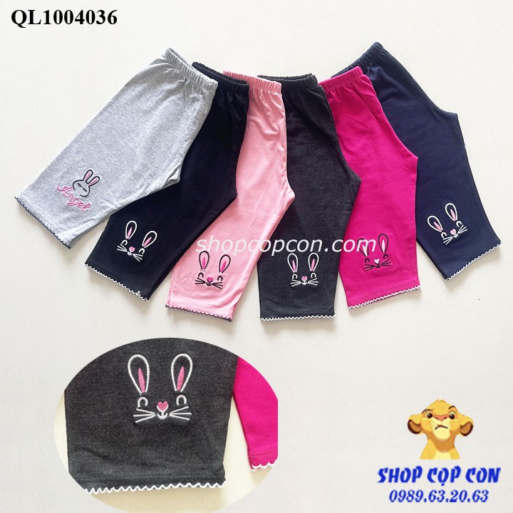 Quần legging lửng thêu thỏ cho bé từ 25kg đến 32kg