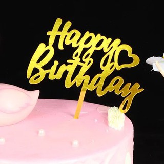 Combo 10 que cắm chữ happy birthday mica nhiều hình dáng