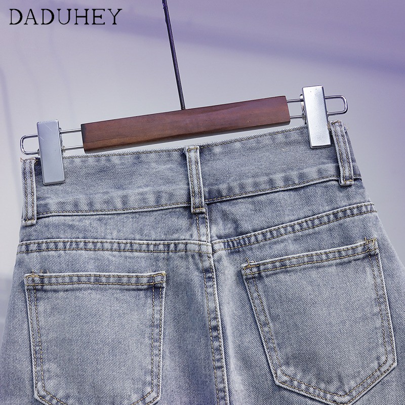 Chân váy jean Lưng Cao Dáng Chữ A Thêu Họa Tiết Trái Tim Xinh Xắn Thời Trang Mùa Hè Cho Nữ