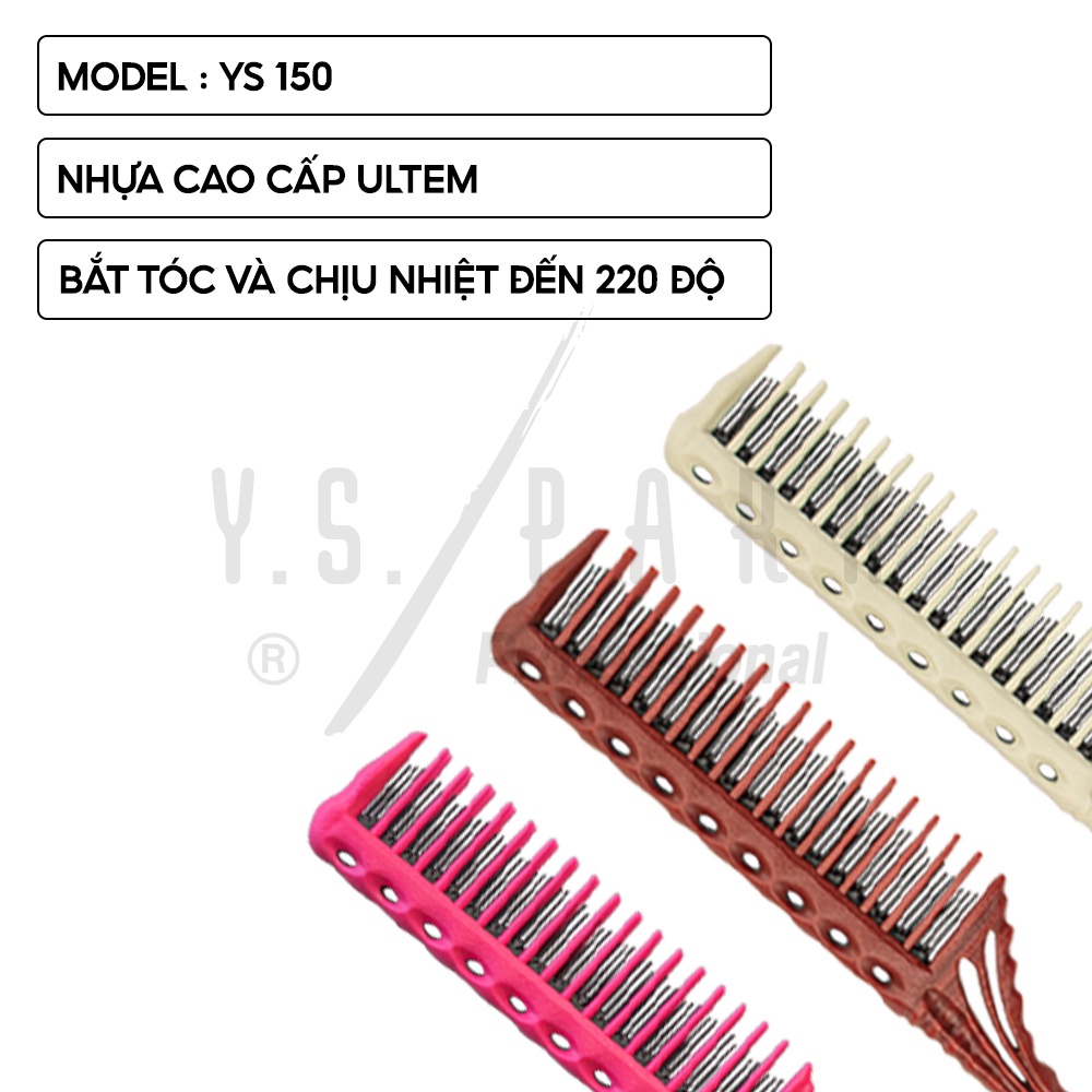 Lược cắt, chia tép tóc nữ Nhật Bản YS PARK đuôi nhọn 3 răng cao cấp YS150 hàng chính hãng