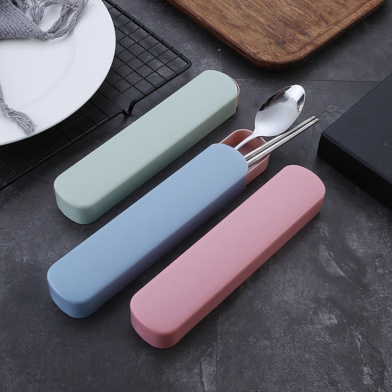 Bộ thìa đũa INOX không rỉ có hộp mang đến văn phòng, công sở với hộp đựng dạng kéo sang trọng tiện ích Panoramic