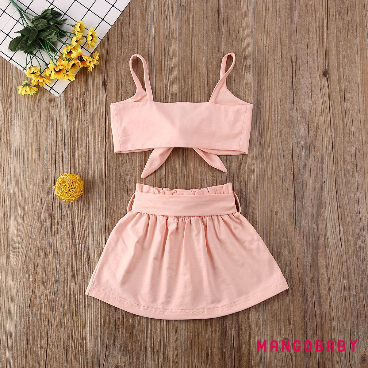 Bộ Váy Gồm 2 Món Áo Crop Top + Váy Xòe Dành Cho Bé Gái 0-5 Tuổi