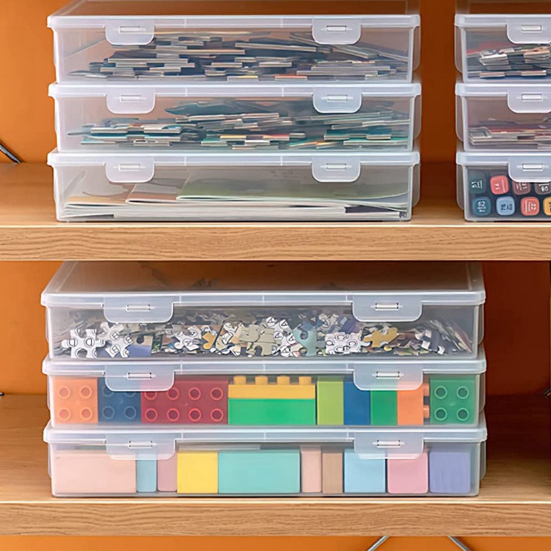 Set 12 Hộp Nhựa Rỗng Trong Suốt Kích Thước 8X5X1.75 Inch Có Thể Xếp Chồng Tiện Dụng