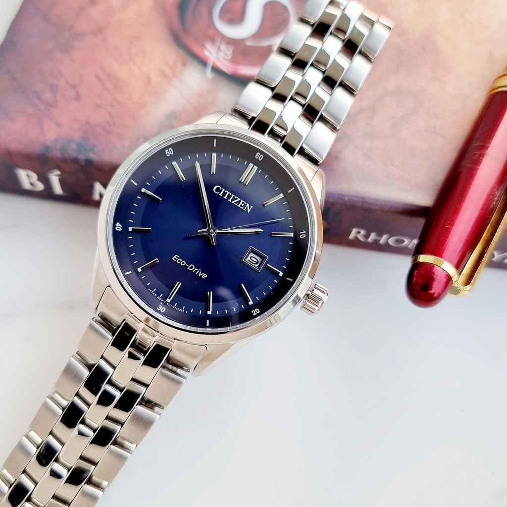 Đồng Hồ Nam Citizen BM7251-53L Pin Eco-Drive Dây Sắt Mặt Xanh Kính Sapphire