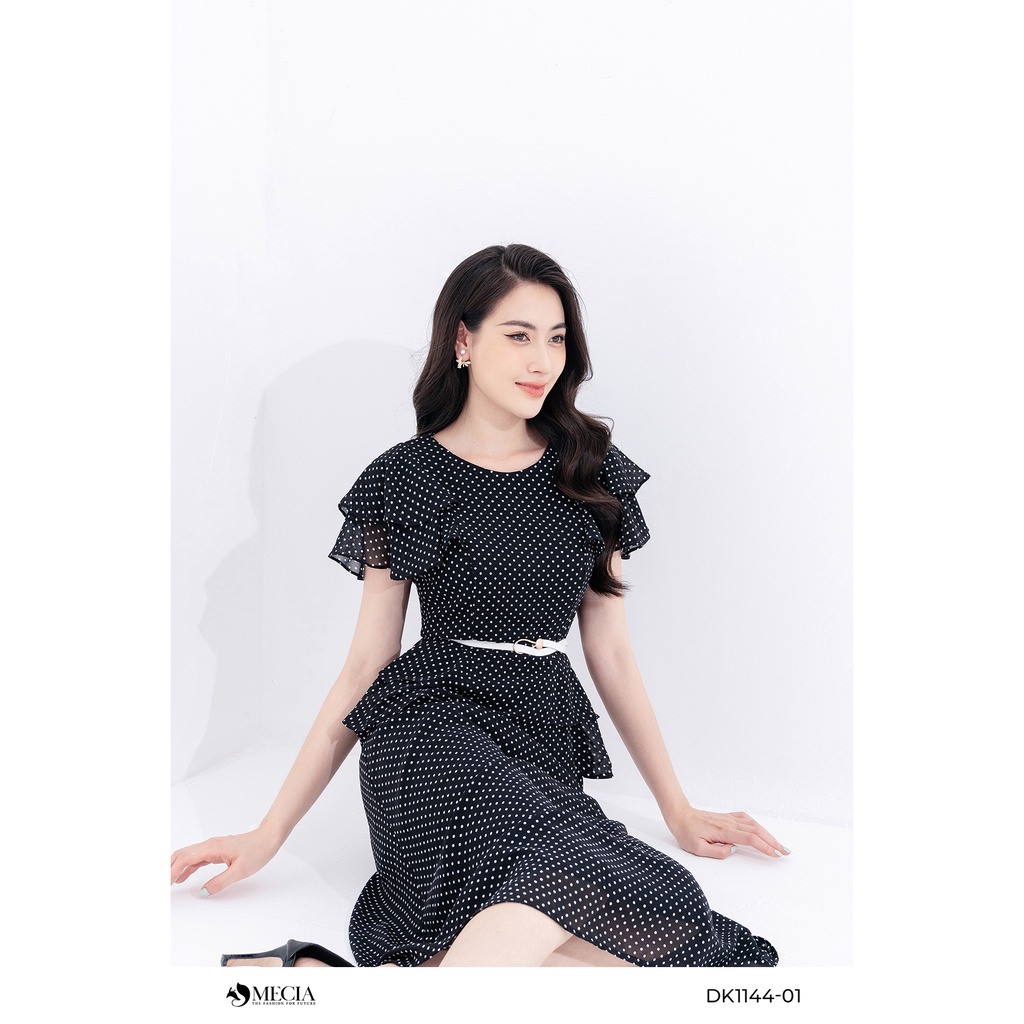 Đầm chấm bi peplum MECIA tay bèo tầng DK1144