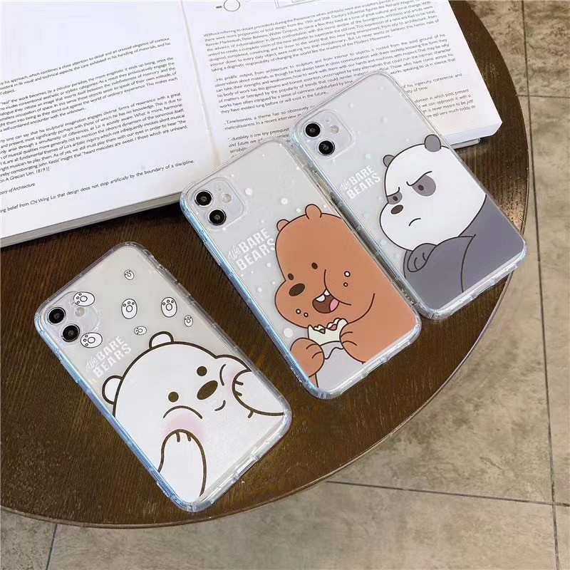 Ốp điện thoại dẻo trong suốt We bare bears! 3D cho iPhone 11 11Pro 11Promax X XS XR XSmax 7 8 plus