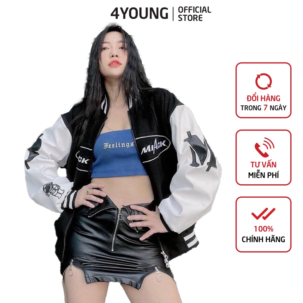 Áo khoác bomber nam nữ form rộng chất liệu dù 2 lớp 4YOUNG BBLV04