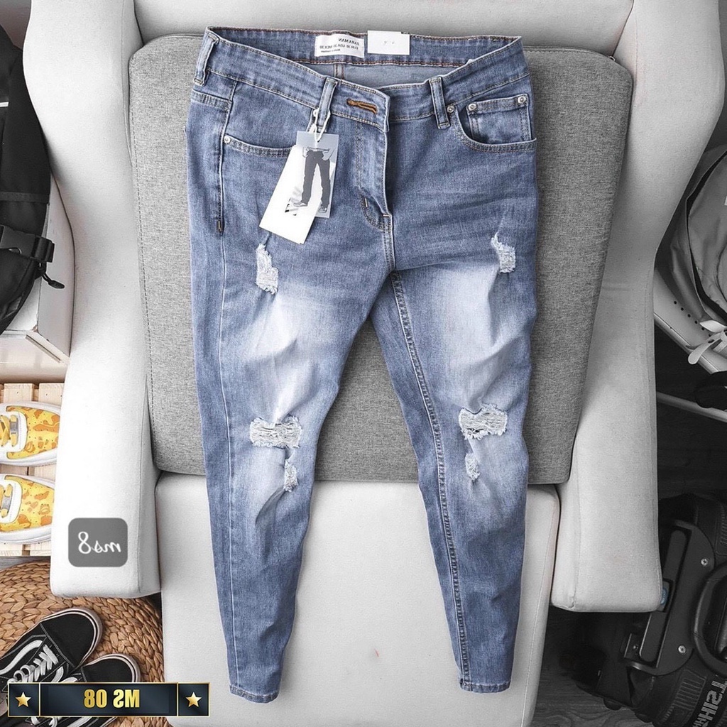 Quần jean nam xanh rách cao cấp-chất bò co dãn 4 chiều-from chuẫn thời trang Lady-Hn Store88 o4