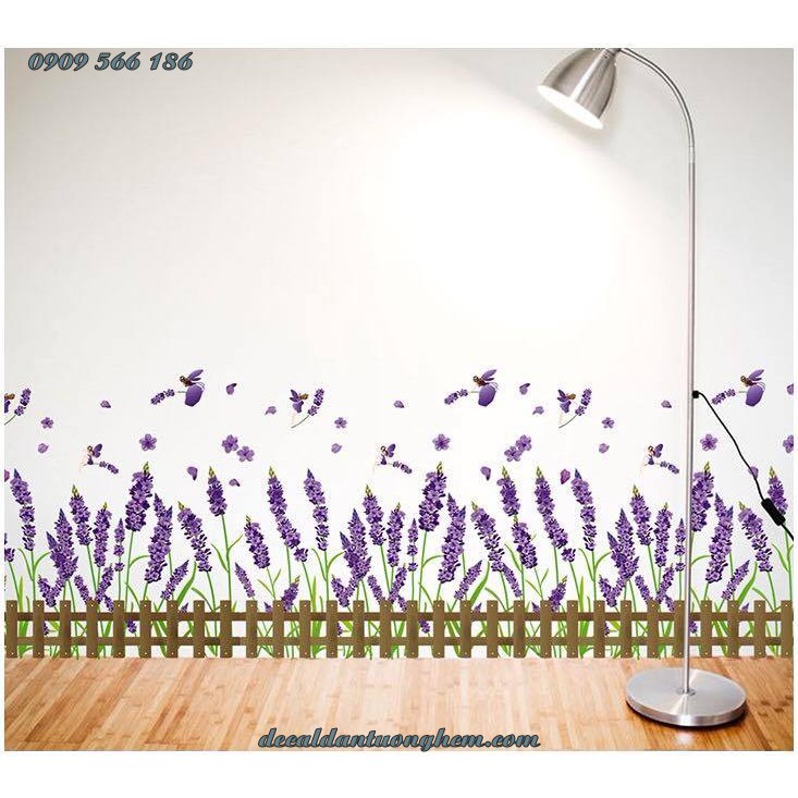 Decal trang trí hàng rào Hoa Lavander Tím