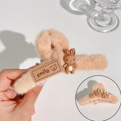 Kẹp Tóc Hình Cá Mập Phối Lông Phong Cách Hàn Quốc Mới Cho Nữ