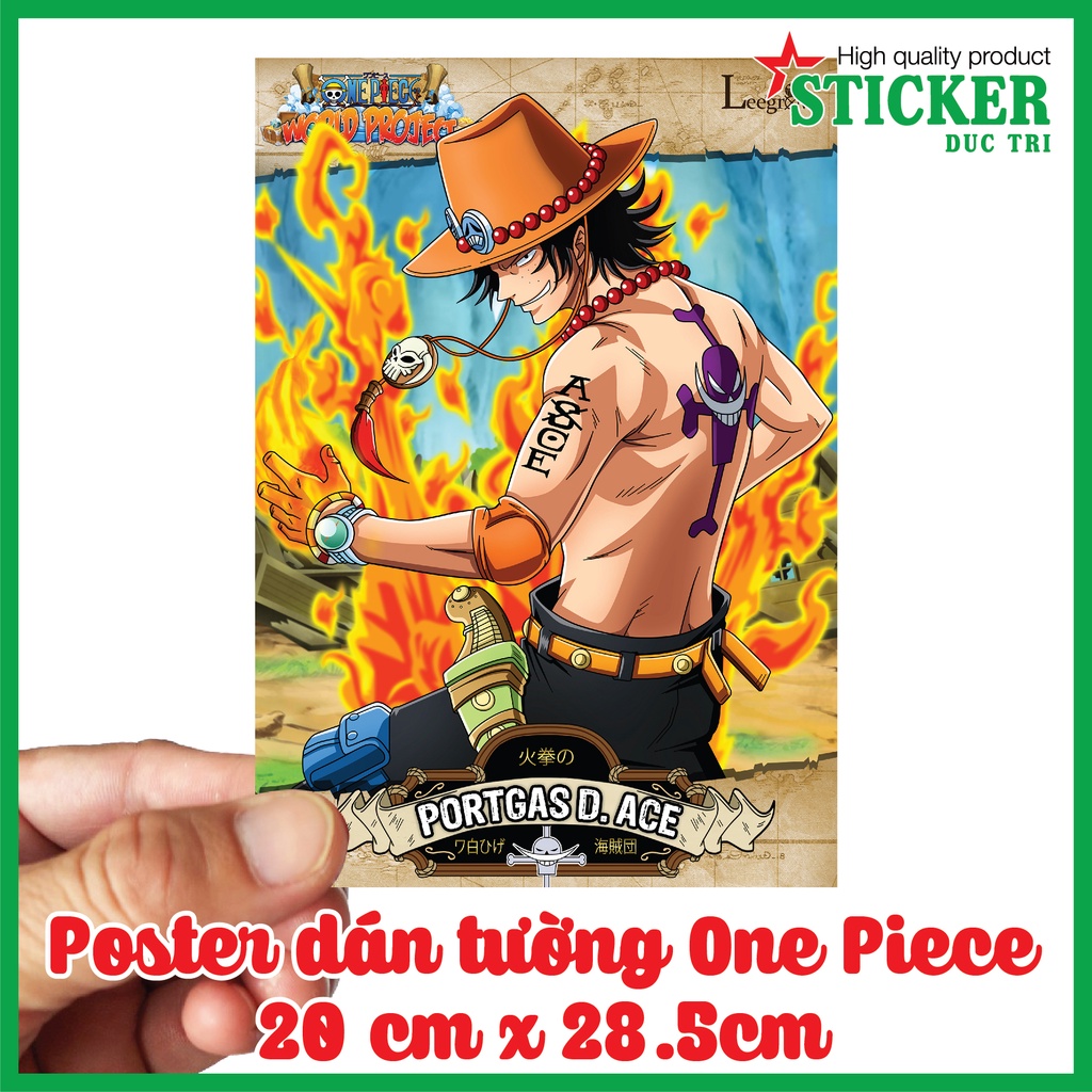 One Piece Poster tranh dán tường.Decal nhựa có cán màng sẳn keo chỉ lột dán. P2