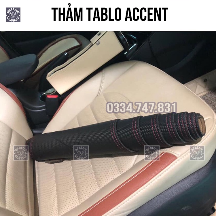 Thảm taplo Accent da vân Carbon 3 lớp chống trượt cách nhiệt da màu đen chống chói mắt