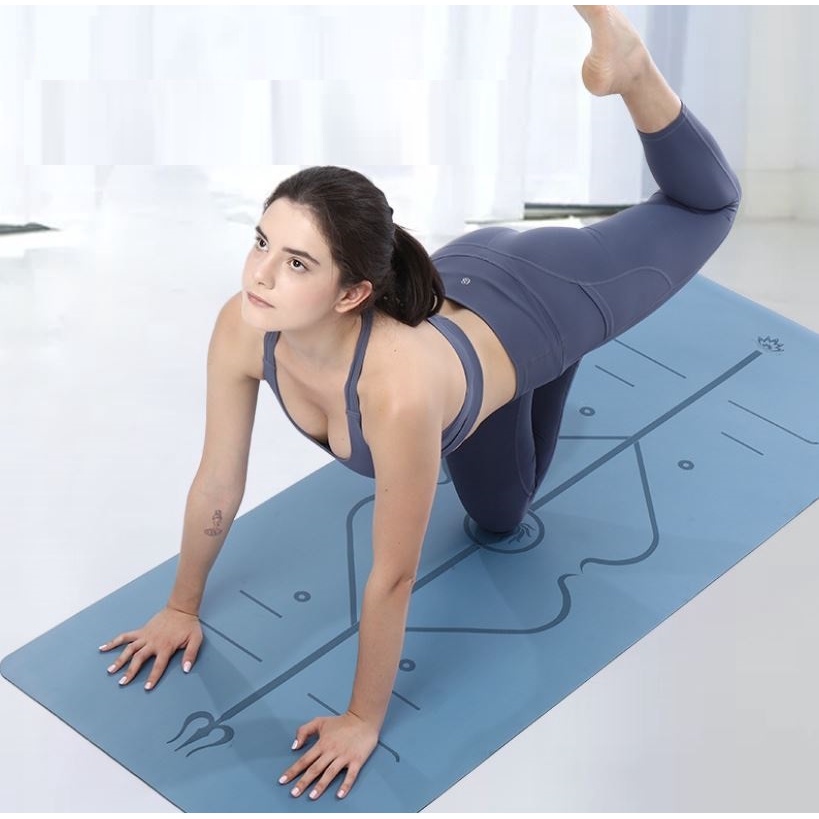 Thảm Tập Yoga Định Tuyến Da PU 5mm Thảm Yoga Tập Gym Cao Cấp + Túi Đựng Thảm và Dây Buộc