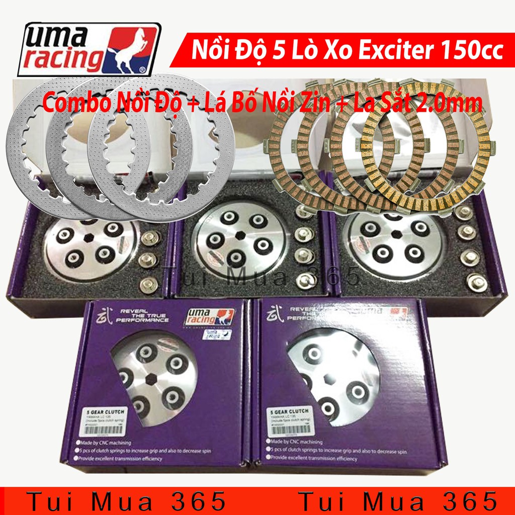 Full Nồi Độ Uma Racing 5 Lò Xo Dùng Cho Exciter 150cc Kèm Bộ Lá Bố Nồi Và Lá Sắt