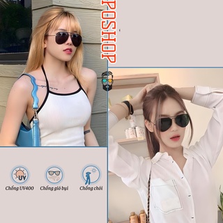 Mắt kính mát nam nữ gọng kim loại thiết kế kiểu phi công cổ điển với tròng thuỷ tinh cường lực chống uv400 R3026