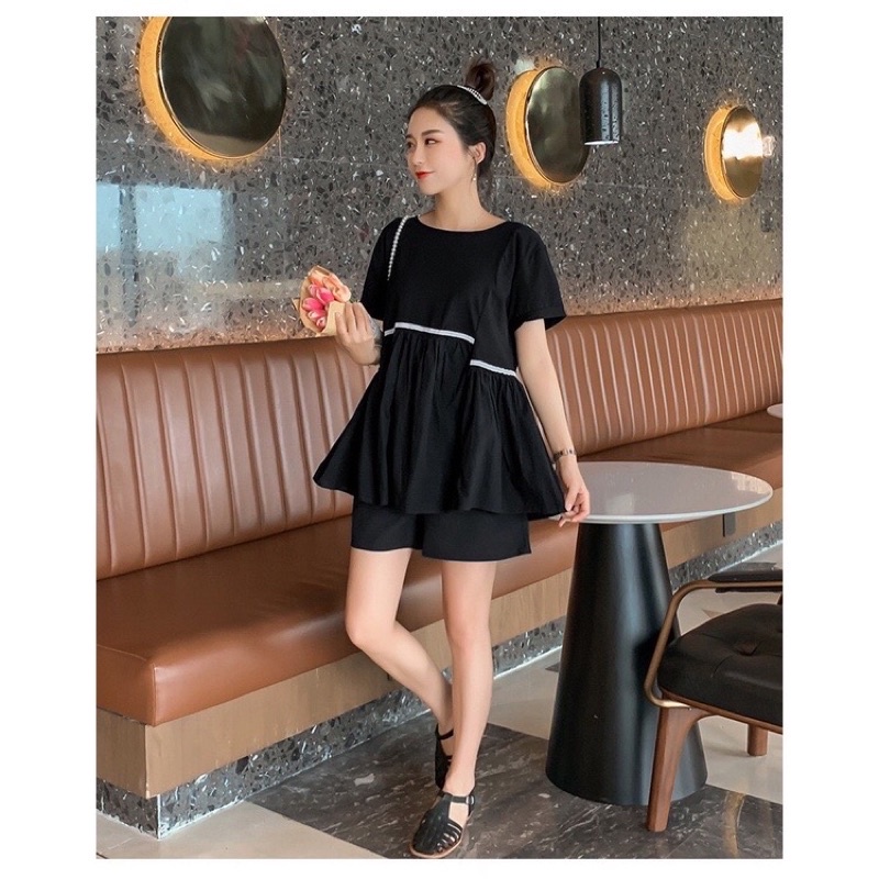 Bộ Bầu babydol chất Đũi Hàn cao cấpsiêu mát siêu mềm thấm hút mồ hôibộ sau sinh bầu thiết kế sang chảnhfreesize