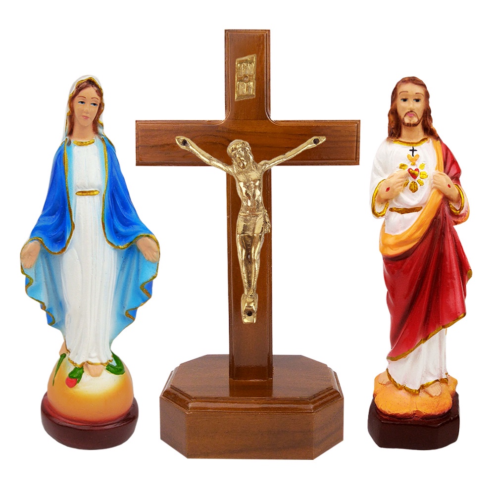 Mô hình tượng chúa Jesus 15cm bằng gỗ dùng trang trí
