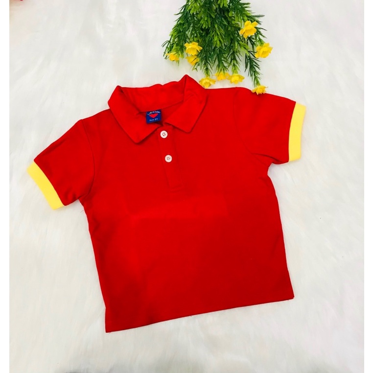 Áo polo màu đỏ cho bé 2-8 tuổi chất thun cotton thoáng mát