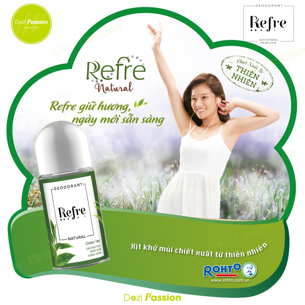 Lăn Khử Mùi Refre Hương Tự Nhiên - Refre Natural 40ml