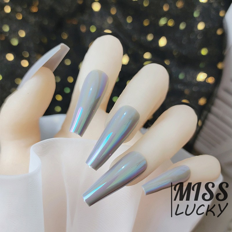 Set 24 Móng Tay Giả Đầu Nhọn Dáng Dài Phong Cách Tiên Cá Độc Đáo Sành Điệu